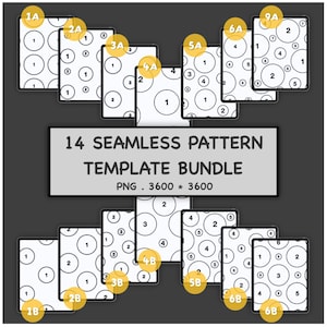 Nahtloses Mustervorlagen-Bundle für Procreate, Oberflächenmuster-Design-PNG-Layouts, Mustergenerator für 1, 2, 3, 4, 5, 6 und 9 Elemente