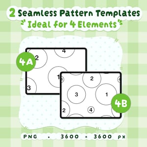 2 Seamless Pattern Templates for Procreate, 4-Element Repeat Pattern Layouts, Surface Pattern Design PNG