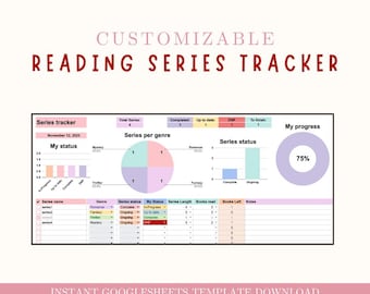 Reading Series Tracker Template on GoogleSheets, Book Reading Journal