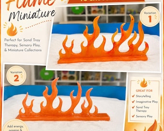Flame Sandtray Miniature | Fire Symbol Play Therapy Tool | Anger Emotion Mini | Resin Sand Tray Accessory | Trauma Therapy