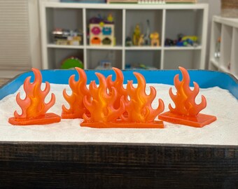 Flame Set Sandtray Miniatures | Fire Play Therapy Tools | Resin Fire Pieces Set | Anger & Transformation Symbol | Sand Tray Accessories