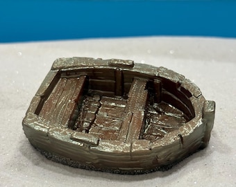 Resin Boat Sandtray Miniature | Wooden Rowboat Figurine | Play Therapy Sand Tray Accessory | Counseling Miniature | Fairy Garden Boat