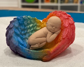 Rainbow Angel Wings Baby Sandtray Miniature | Guardian Angel Miniature | Play Therapy Miniature | Healing & Hope Symbol
