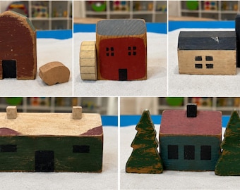 Wooden Farm & Village Building Miniature | Farmhouse, Barn, Cottage, or Outbuilding for Sandtray Therapy