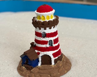Hand-Painted Resin Lighthouse Sandtray Miniature | Coastal Beach Scene | Therapy Sandtray Figurine | Play Therapy Miniature