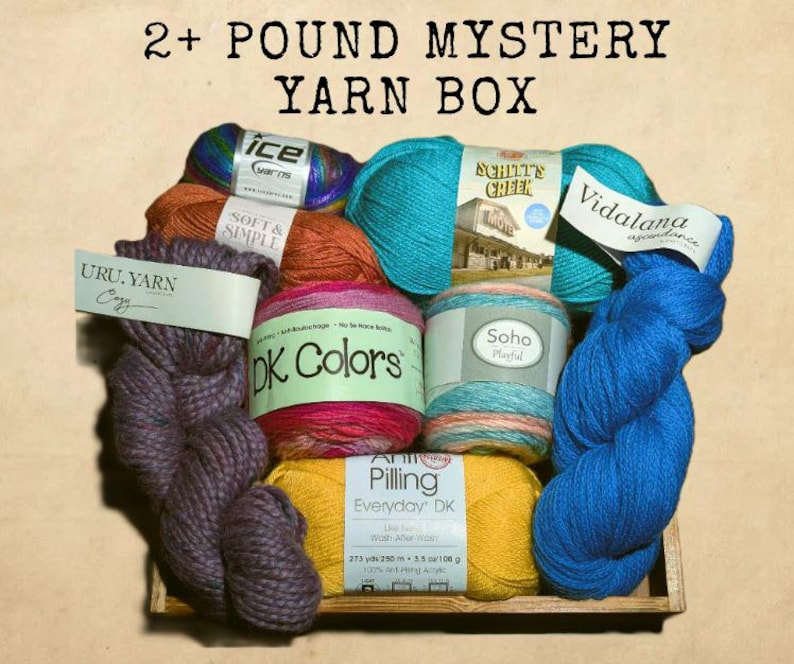 Mystery Yarn Box – 2 LBS+ of Assorted Colors, Weights, & Types - Etsy