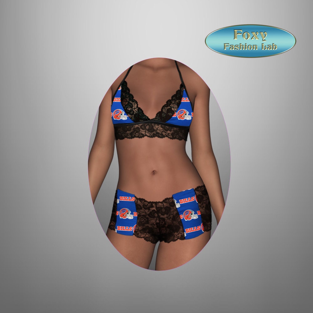 Sexy Handmade With NFL Buffalo Bills Fabric With Scallped Stretch