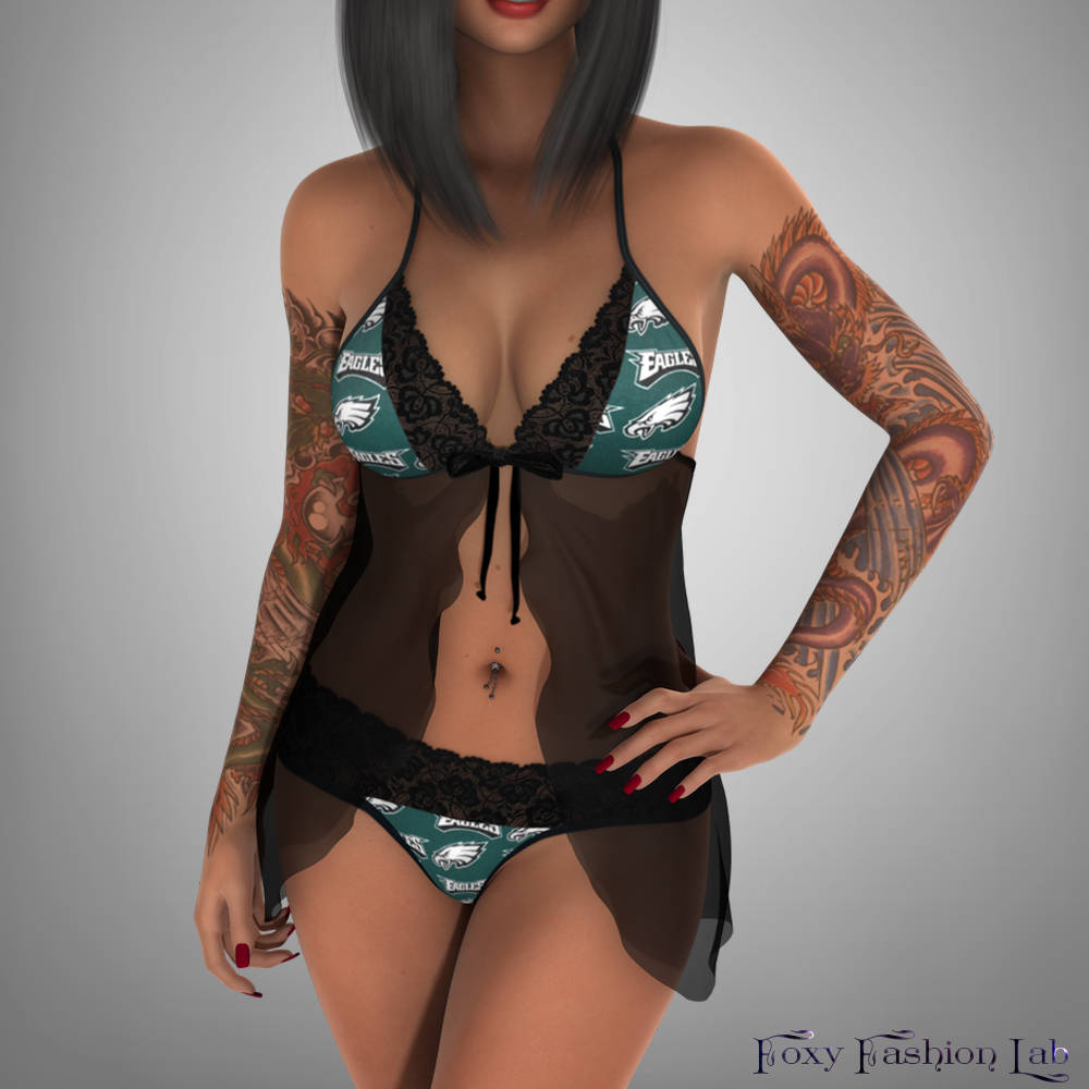 Philadelphia Eagles lingerie NFL negligee black sheer mesh Etsy