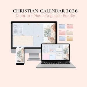 2026 Christian Calendar Wallpaper | Bible Verse Desktop & Phone Organizer (Digital Download)