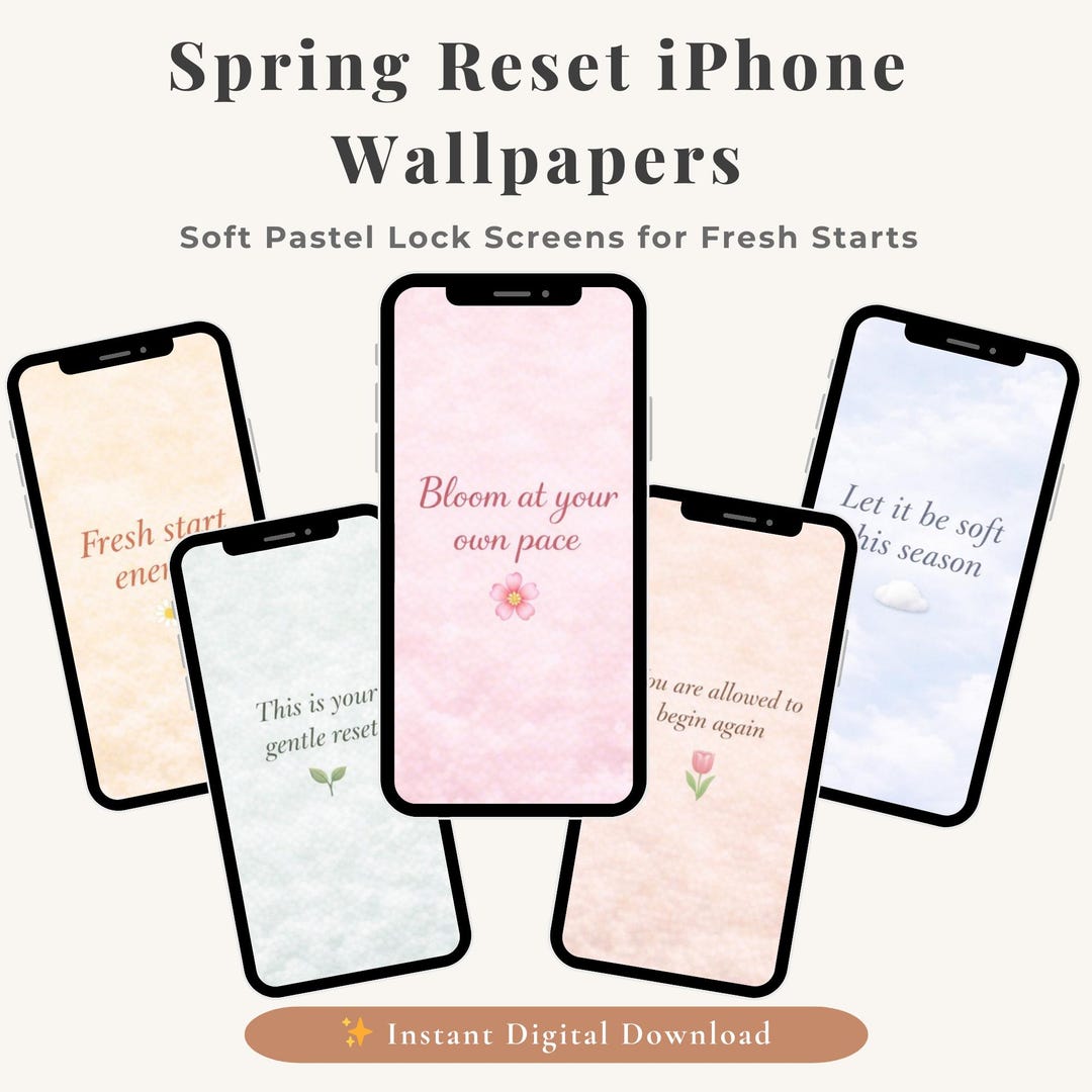 Pretty Lock Screen Spring Pastel Spring iPhone Wallpaper Set | Soft Lock Screens (digital ...