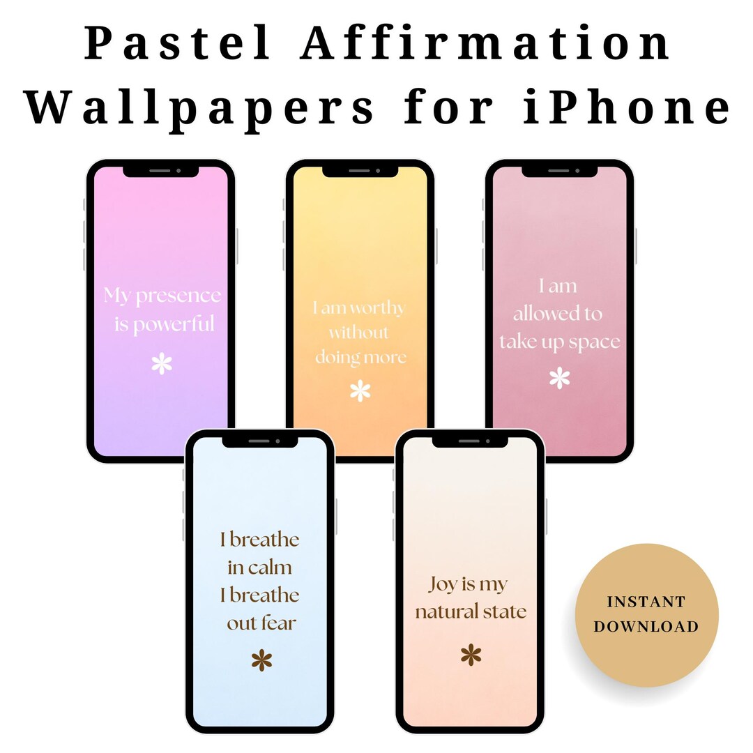 Pastel Affirmation Wallpapers for iPhone | Calming Lock Screen Bundle ...