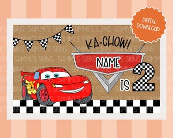 Lightning McQueen Birthday Banner | Cars Theme, Editable Canva Template (Digital Download)