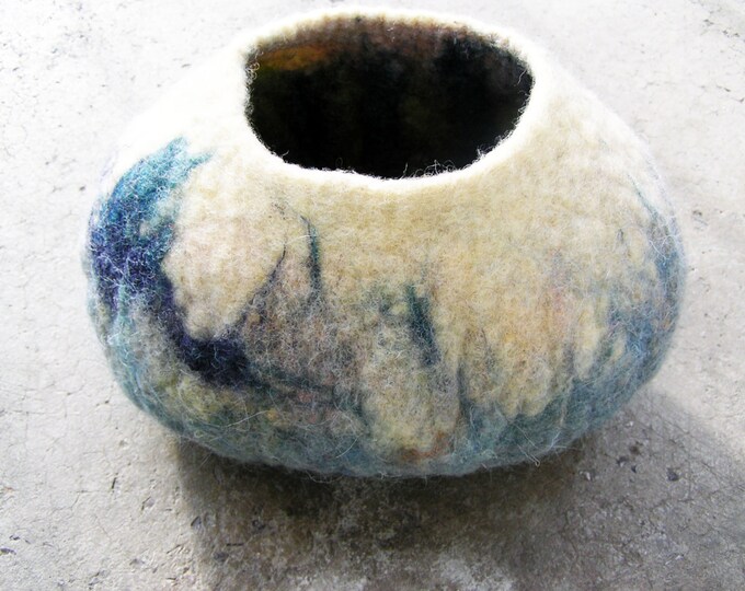 Wet Felted Wool Bowl Wool Vessel Eco Friendly Home Decor Reversible