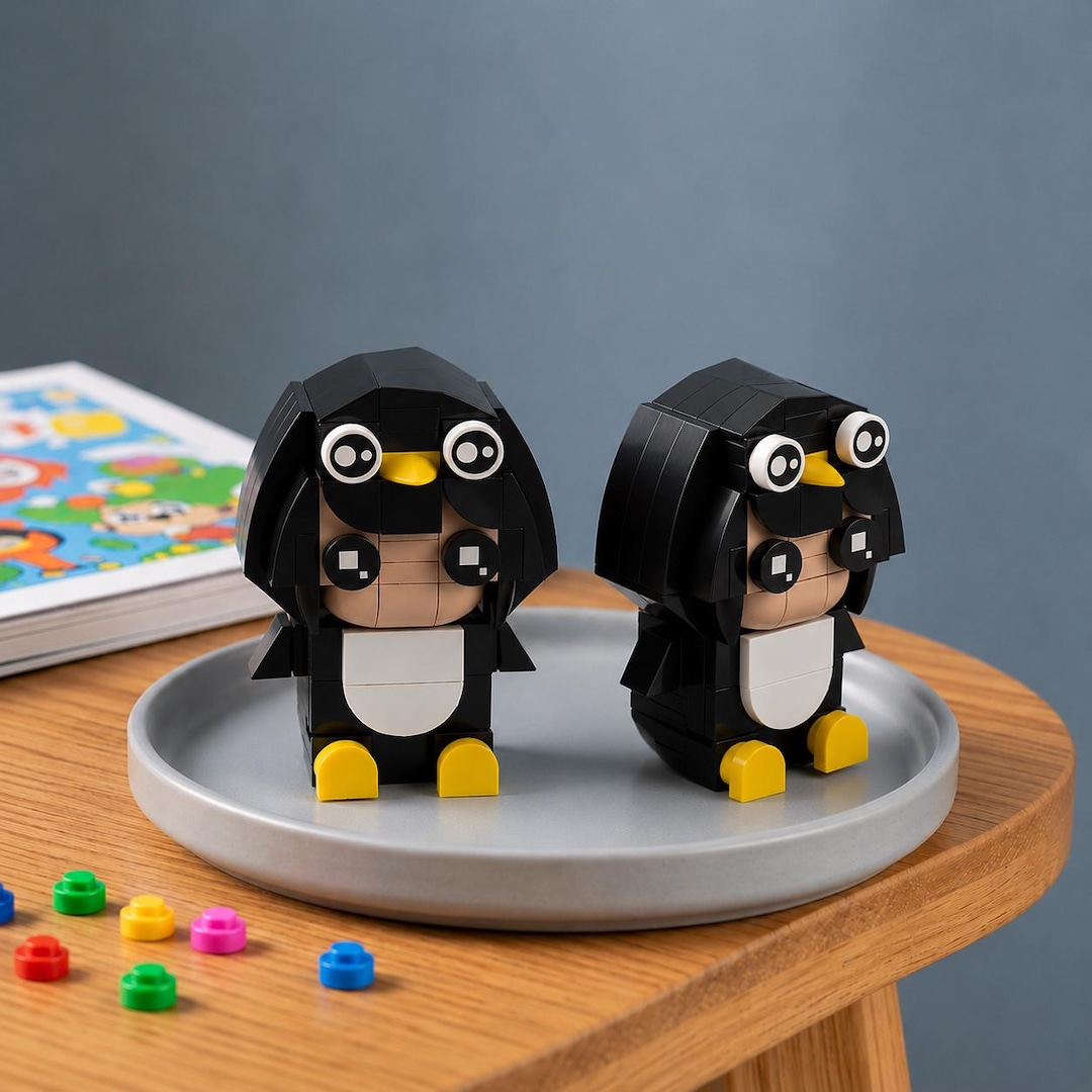 Gugu Gaga Penguin Building Blocks Toy, Cute Penguin Brick Figure ...