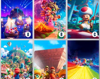 Super Mario Galaxy Movie Poster,  Mario Bros Canvas Print, Gamer Room Decor Wall Art