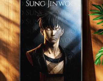 Sung Jinwoo Solo Leveling Poster: Anime Art Print, Japanese Style, Manhwa Gift for him