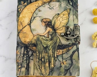 Grimoire Personalized Fairy Handmade Leather Journal Vintage Diary Rustic : Large Antique Writing Notebook | Vintage Spell Book of Shadows
