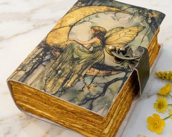 Fairy Handmade Leather Journal Vintage Diary Rustic Grimoire: Vintage Classic Antique Writing Notebook | Vintage Spell Book of Shadows Book
