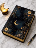 Personalized Grimoire Floral Moon Leather Journal \u2013 Celestial Spell Book of Shadows, Vintage Pages, Christmas Gift product logo