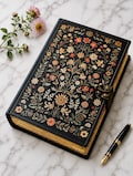 Grimoire Print Floral Leather Journal \u2013 Flower Celestial Spell Book of shadows with Vintage page Personalized Gift for Him and Her 400 Page product logo