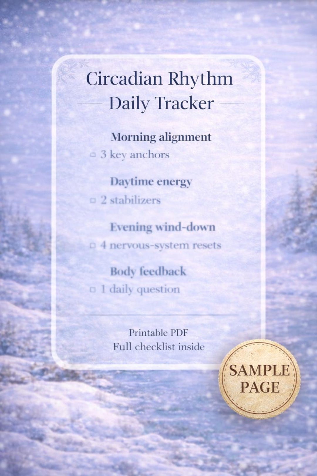 Daily Circadian Check-in Tracker (PDF) - Etsy