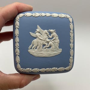 Vintage Blue Wedgwood Jasperware | Pegasus & Muses Lidded Trinket Box