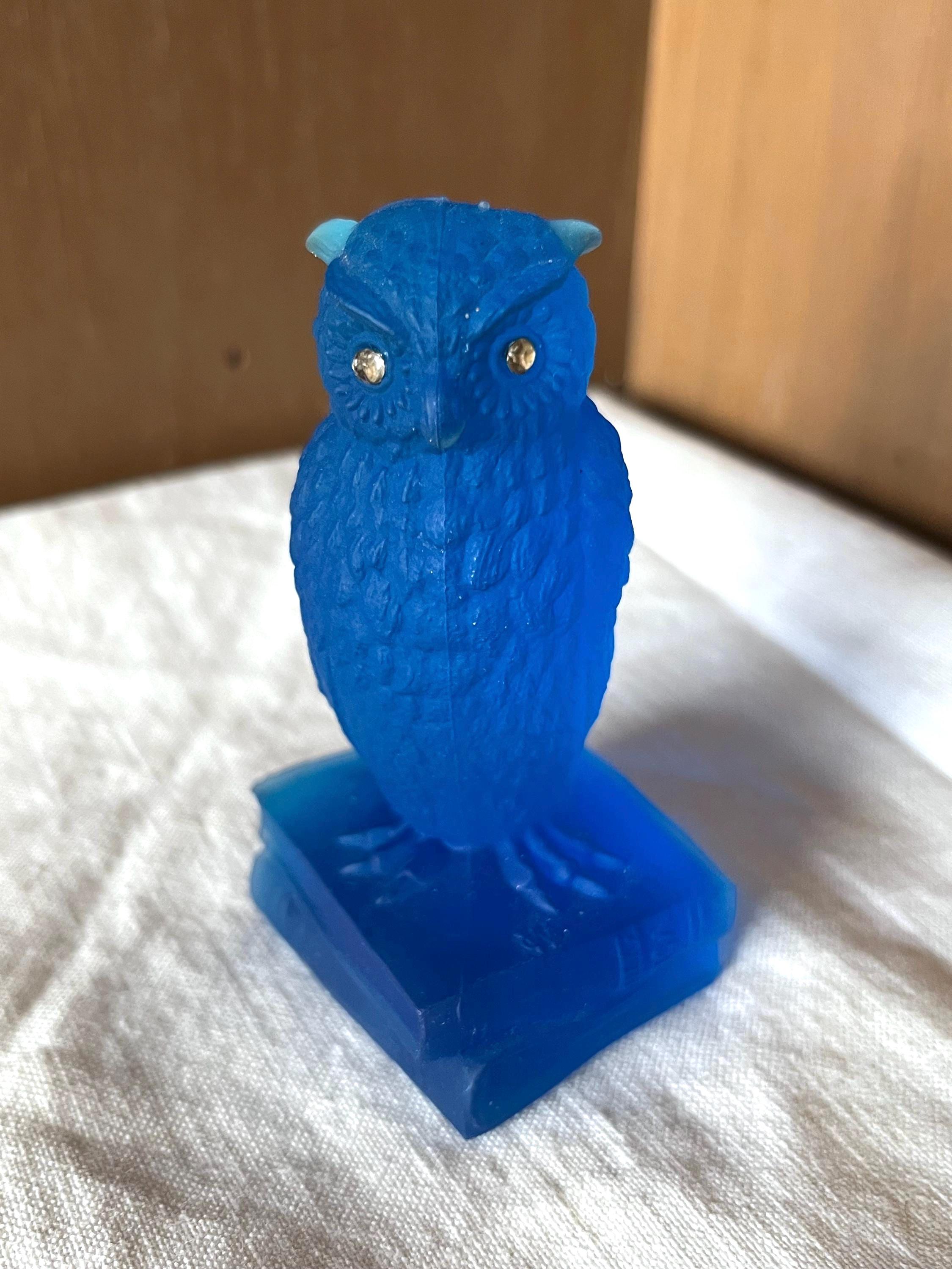 Westmoreland Blue Satin Glass Owl Figurine