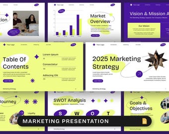 Marketing Strategy Presentation Template | Business Pitch Deck | Editable Canva or PowerPoint Slides