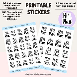 Meal Prep Printable Planner Stickers | Digital Planner Sticker Download | Bible Journaling Stickers