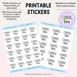 Planificador imprimible con script de tiempo de planificación / Descarga de pegatinas para planificador digital / Pegatinas para diario bíblico