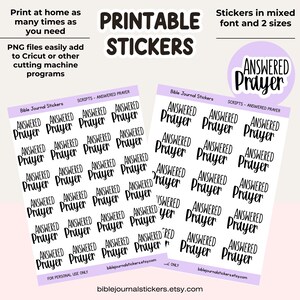 Answered Prayer Script Printable Planner Stickers | Digital Planner Sticker Download | Bible Journaling Stickers