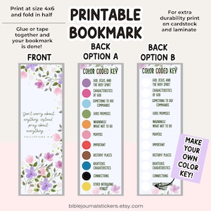 Printable Bible Study Bookmark | Color Coded Scripture Journal (Digital Download)