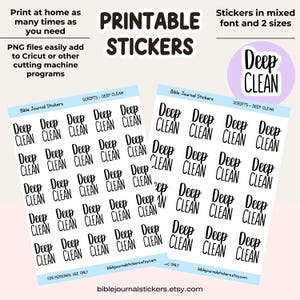 Pegatinas imprimibles para planificadores Quick Clean Script / Descarga de pegatinas para planificadores digitales / Pegatinas para diario bíblico