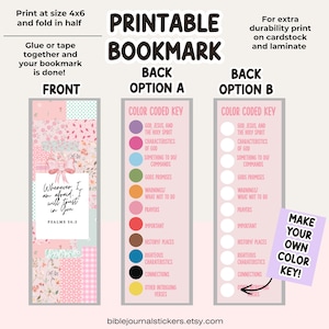 Printable Bible Study Bookmark | Color Coded Journaling (Digital Download)
