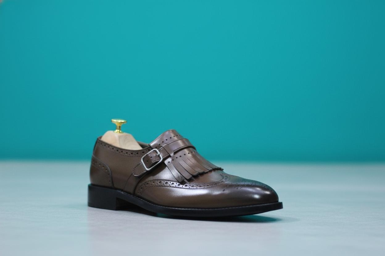 O’keeffe Brown Leather Kiltie Brogue Monk Strap Loafers Paul Parkman Men main image 3