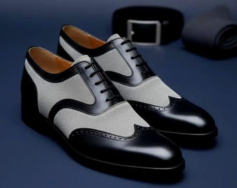 Size 13 Mens Wingtip Shoes, Gray Ostrich Patent Black  display picture 1
