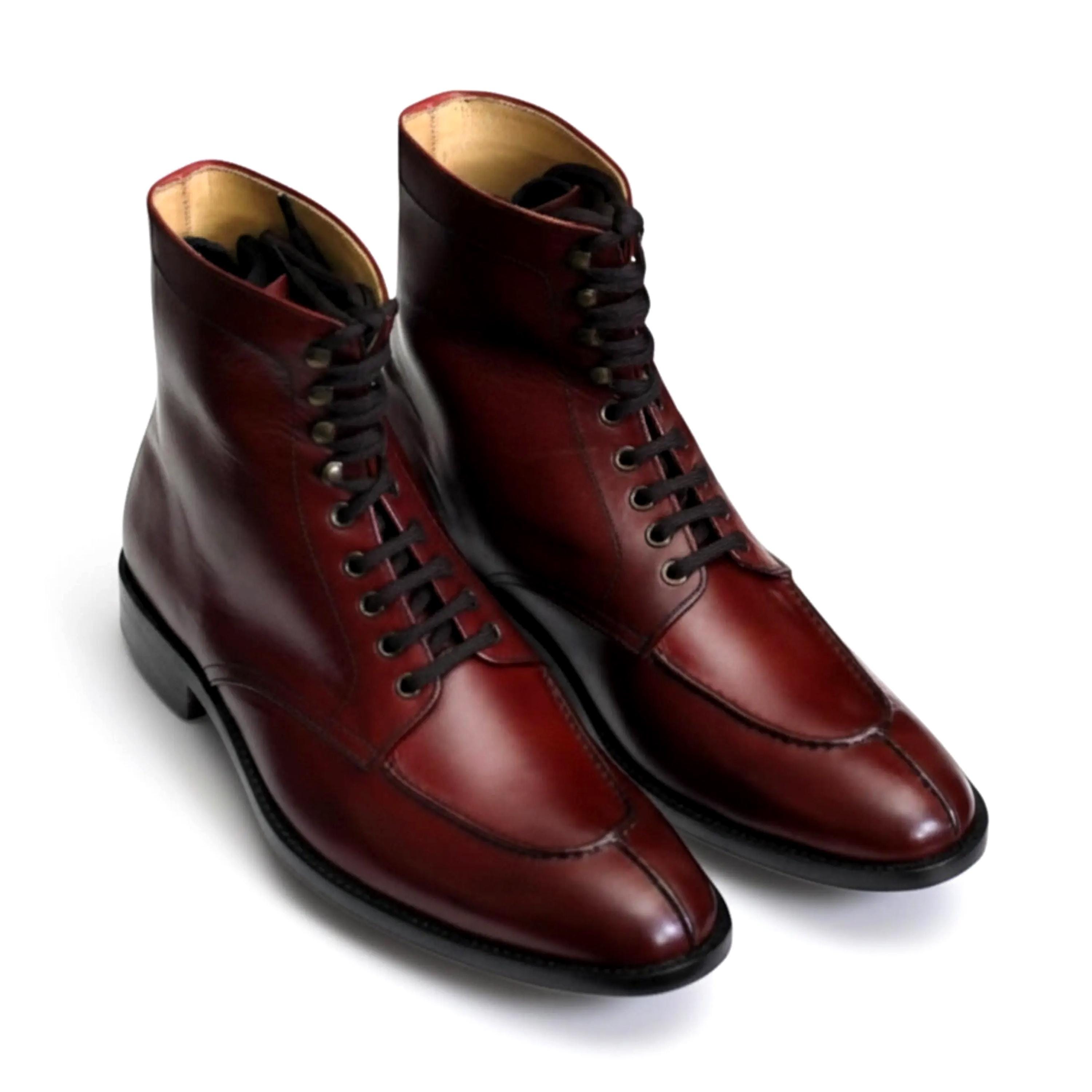 Thursday Everyday Mens Burgundy Sz 11 Chukka Boots Ankle Height Handmade Limited Crafted Leather Handmade Ankle High Burgundy Calf Leather  main image 3