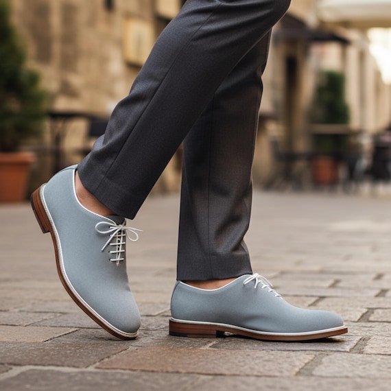 Mens Gray Suede Oxfords Mens Light Grey Suede Oxford Shoes Handmade Soft  Suede Dress
