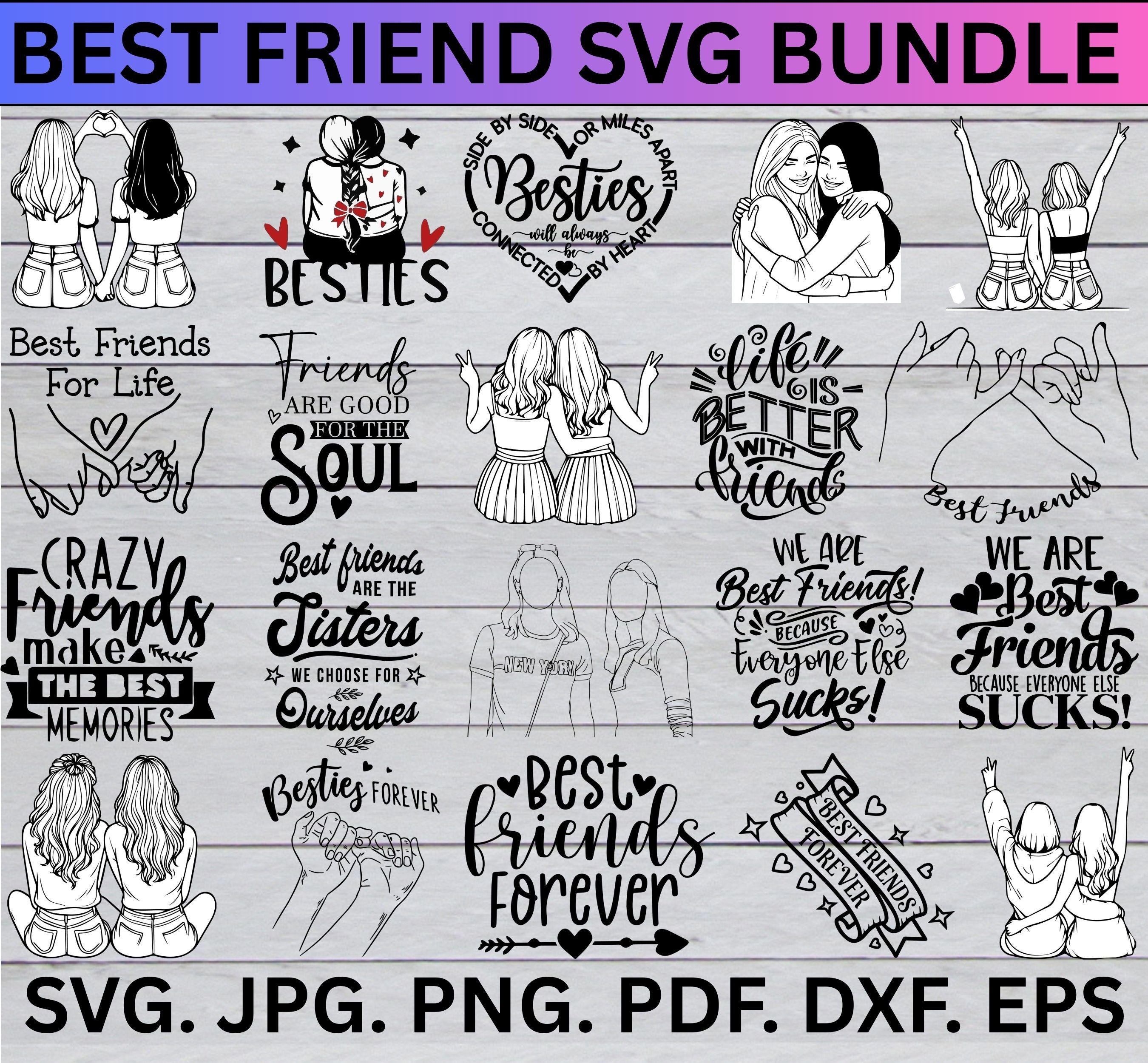 Best Friend SVG Bundle | Besties Quotes SVG | BFF Cut Files for Cricut ...