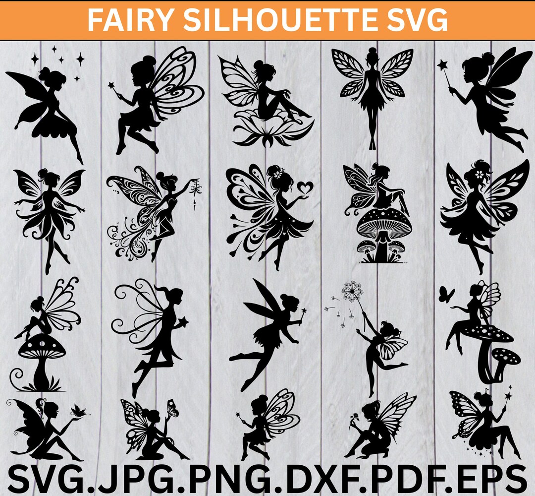 Fairy Silhouette SVG | Magical Fairy Cut Files | Winged Fairy Clipart ...