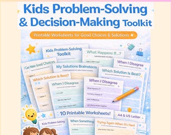 Kit de herramientas para la resolución de problemas y la toma de decisiones para niños / Actividades imprimibles de aprendizaje socioemocional para la vida / Descarga instantánea en PDF