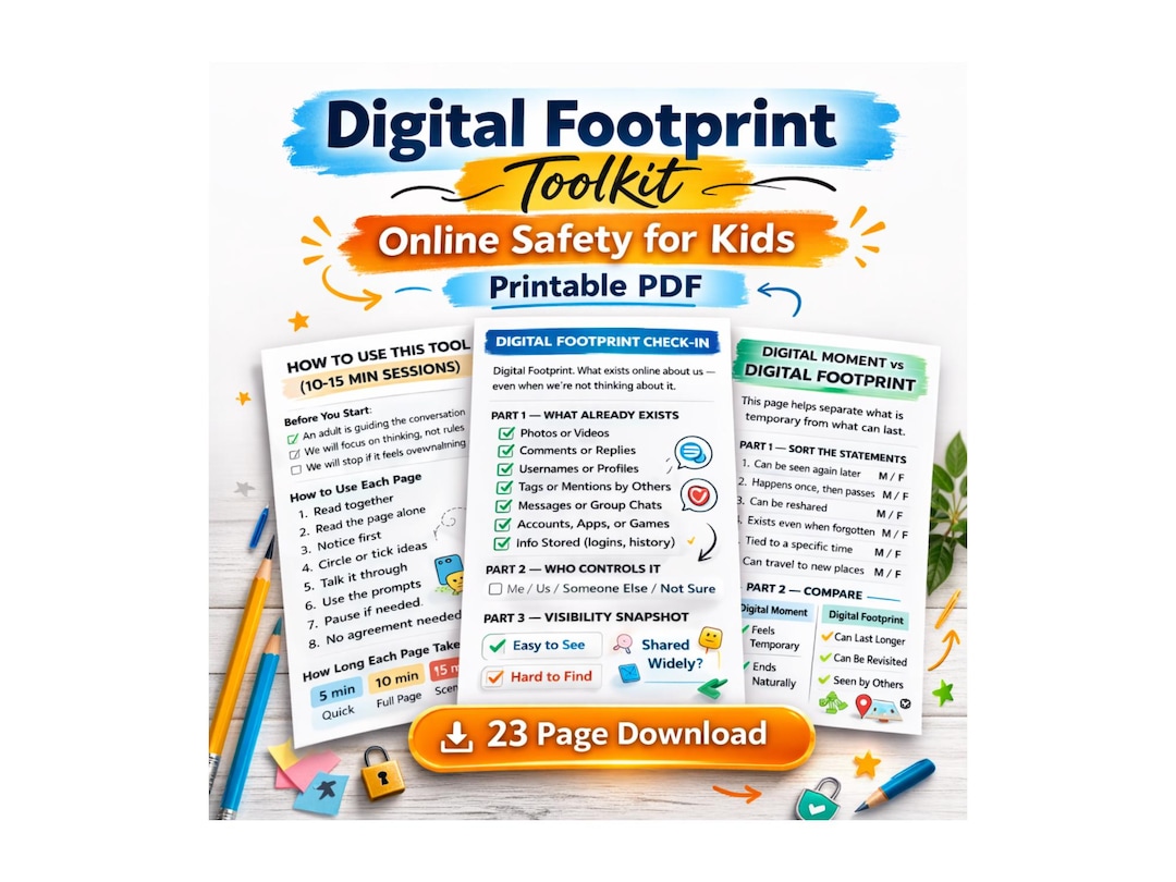 Digital Footprint Toolkit | Online Safety Guide for Kids (printable PDF ...