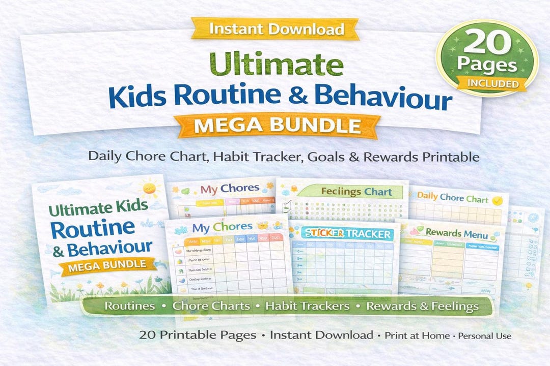 Behaviour Routine Chart Ultimate Kids Routine and Behaviour Mega Bundle | Daily Chore Chart ...