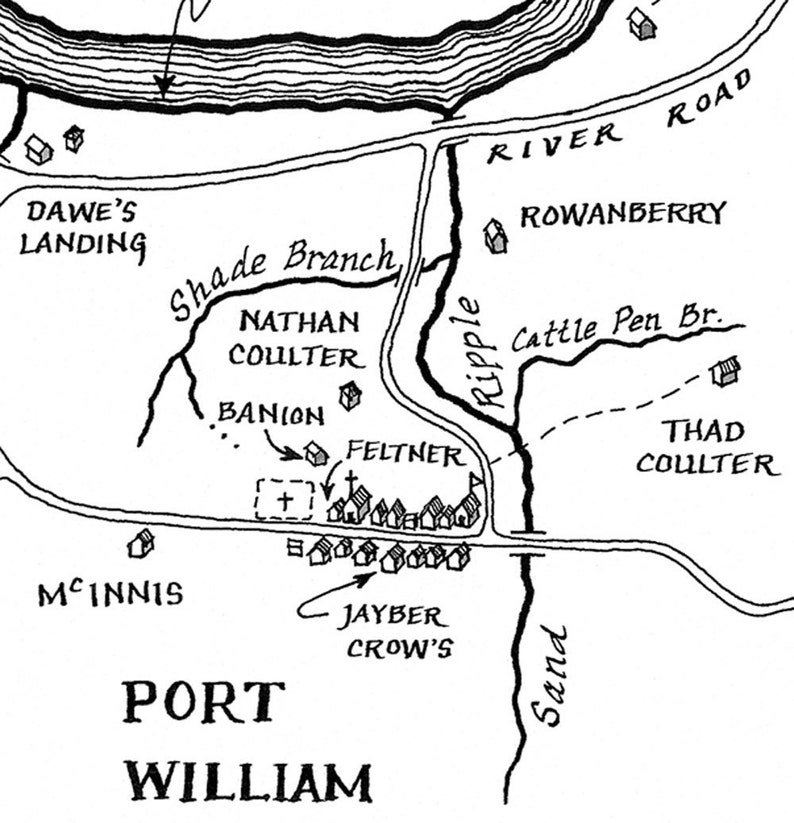 Pen and ink map of Wendell Berry's Port William Kentucky Etsy