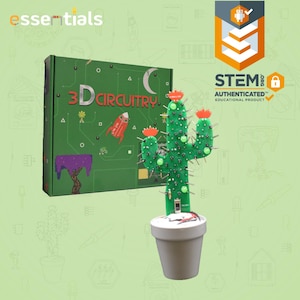 May include: A green cactus-shaped 3D circuitry kit with red flower accents and a white pot. The kit includes a green box with the text "3D CIRCUITRY" and a rocket illustration. The product is labeled as an authenticated educational product.