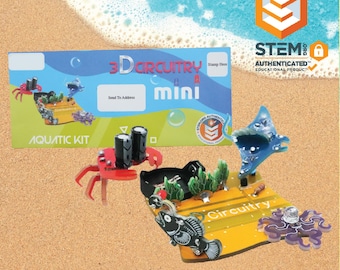 3D Circuitry Aquatic MINI Kit | Learn Soldering & Electronics | STEM Educational DIY Light-Up Circuit Board Model