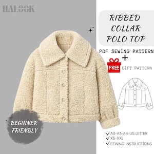 Cream Teddy Jacket Sewing Pattern – Cropped Sherpa Coat (PDF Pattern)