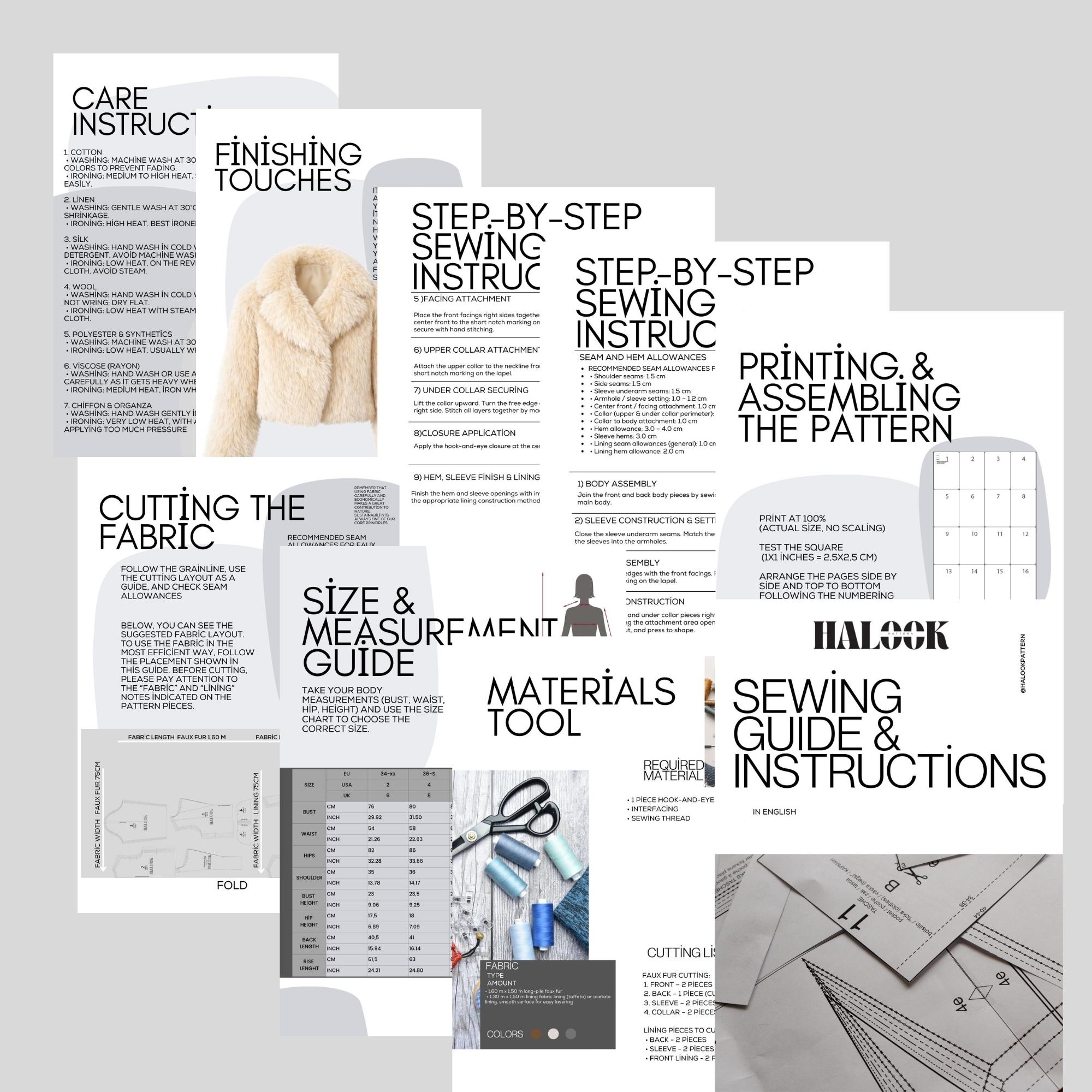 Teddy Collar Cropped Jacket Sewing Pattern | Beginner Friendly (XS-XXL ...