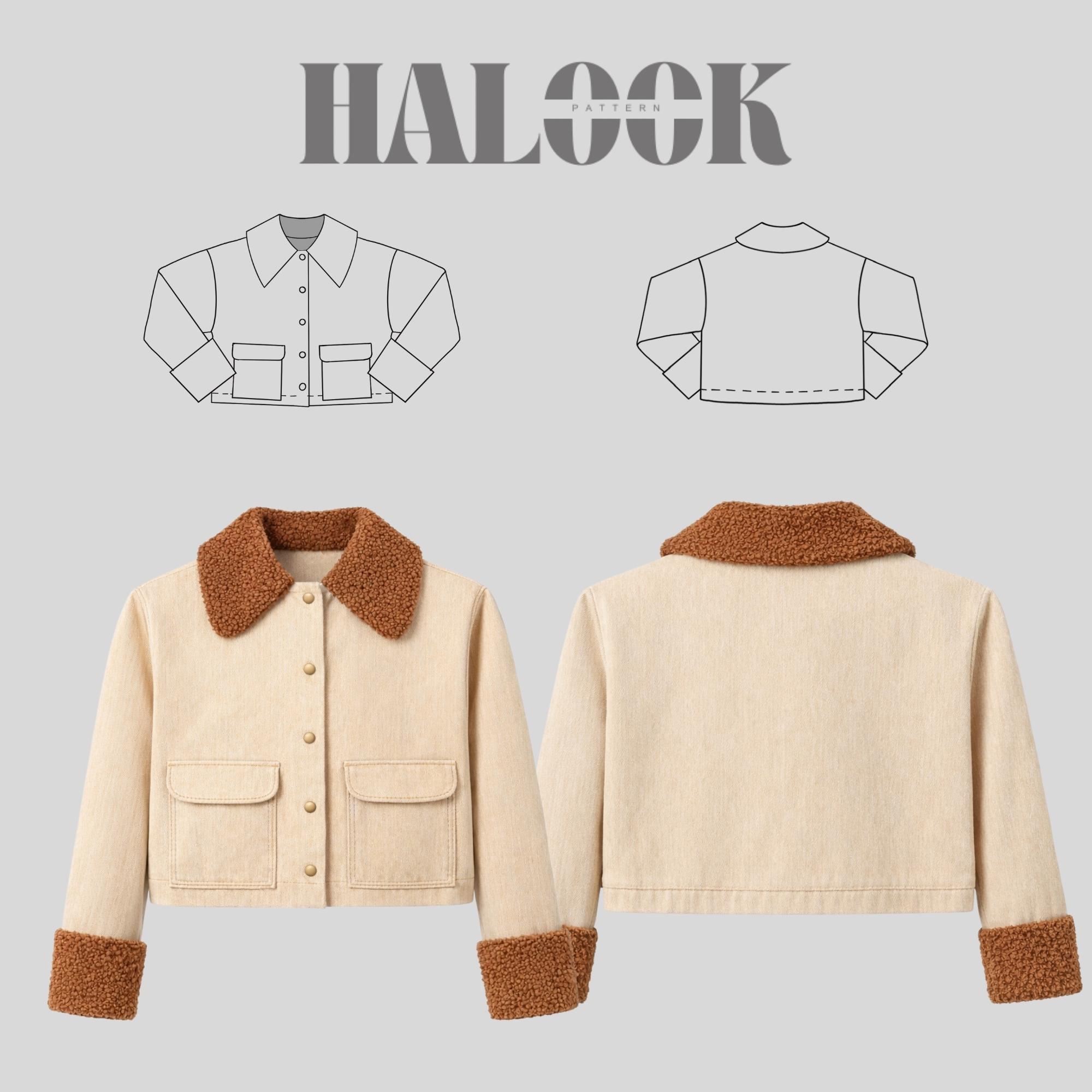 Teddy Collar Cropped Jacket Sewing Pattern | Beginner Friendly (XS-XXL ...