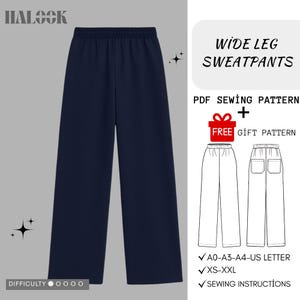 Wide Leg Sweatpants Sewing Pattern, Beginner Friendly (PDF Pattern)